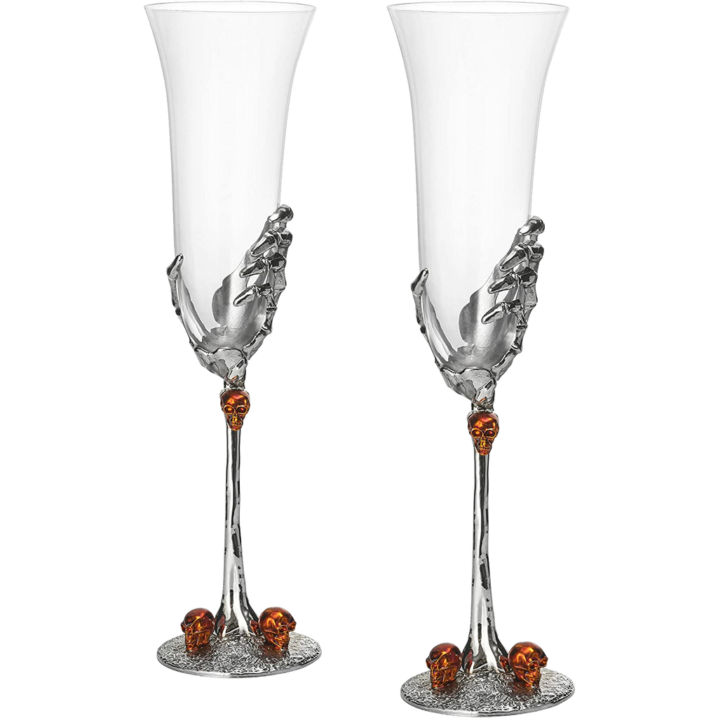 Stemmed Skeleton Champagne Glasses Set Of 2 By 7OZ Skeleton Glasses 9 H Goth Gifts S
