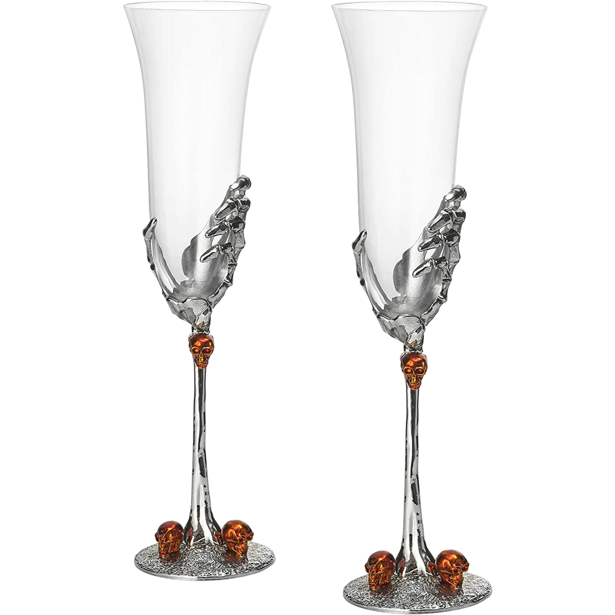 Stemmed Skeleton Champagne Glasses Set Of 2 By 7OZ Skeleton Glasses 9 H Goth Gifts S