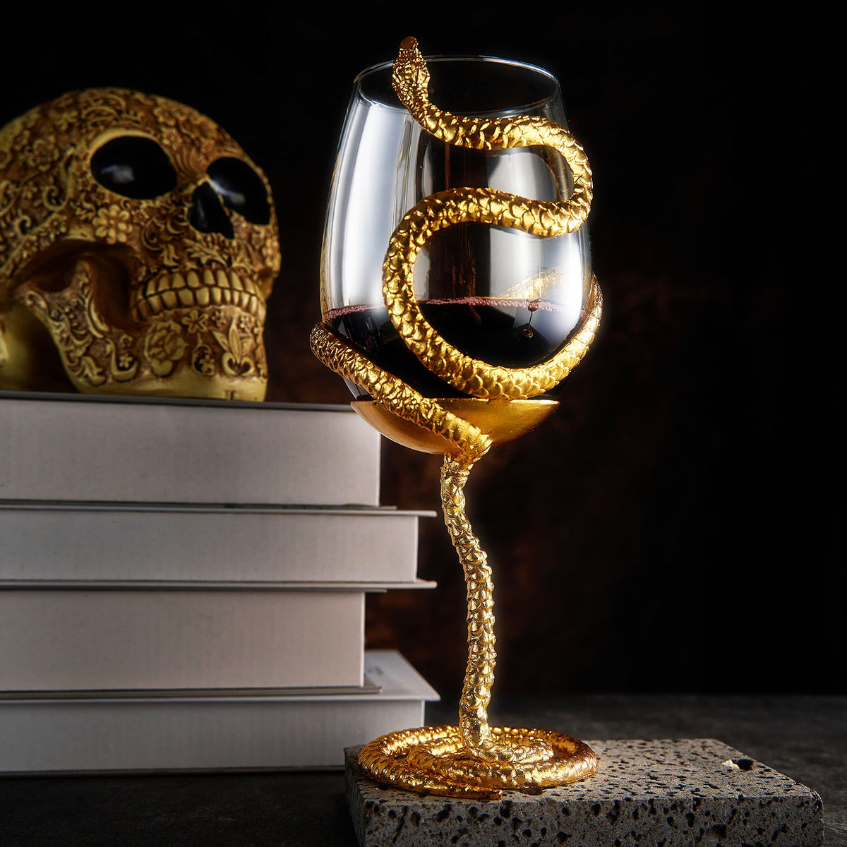 Stemmed Snake Wine Glass Single 19OZ Spooky Reptile Glasses 10 H Goth Gifts Skeleton Gifts Skeleton